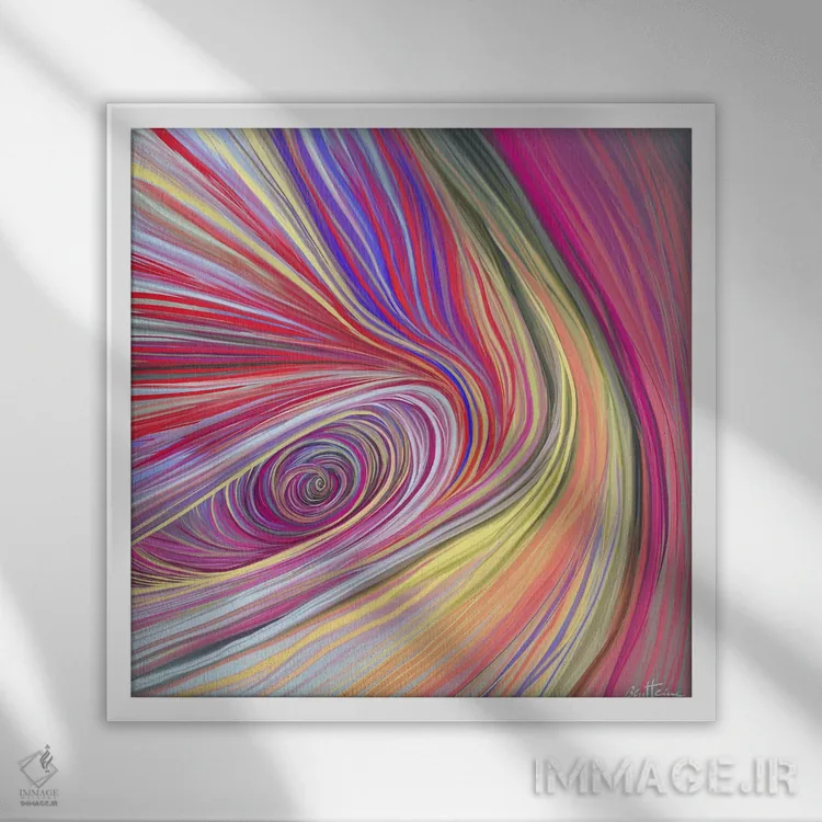 تابلو انتزاعی خالص III اثر بن هاین (هنرمند بلژیکی) - نمای قابدار سفید