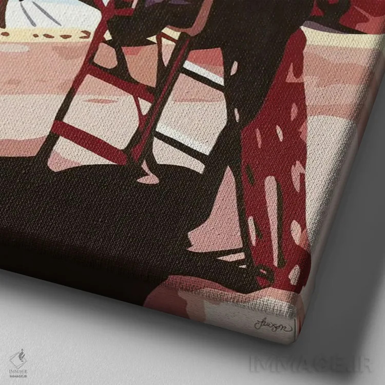 تابلو همه چیز عالی پیش میرود اثر بث ان لاوسون - نمای نزدیک بافت بوم