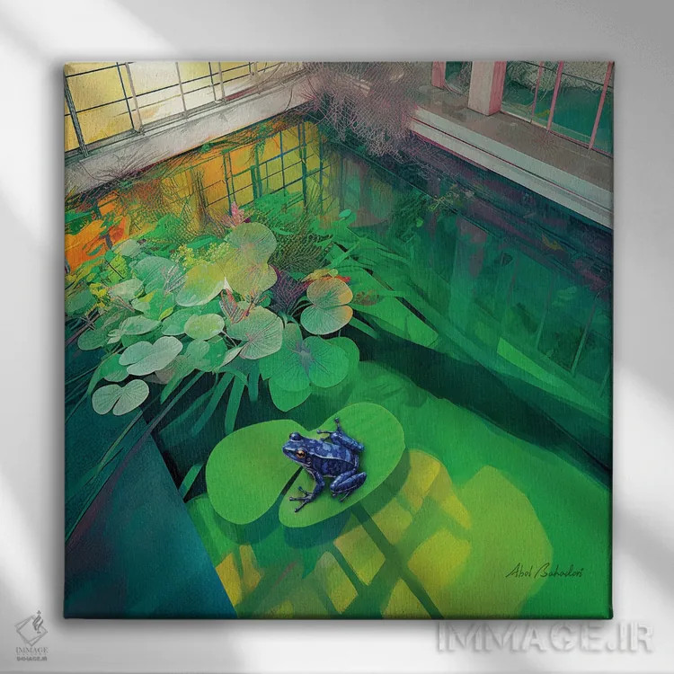 تابلو قورباغه آبی اثر ابوال بهادری - نمای روبهرو روی دیوار