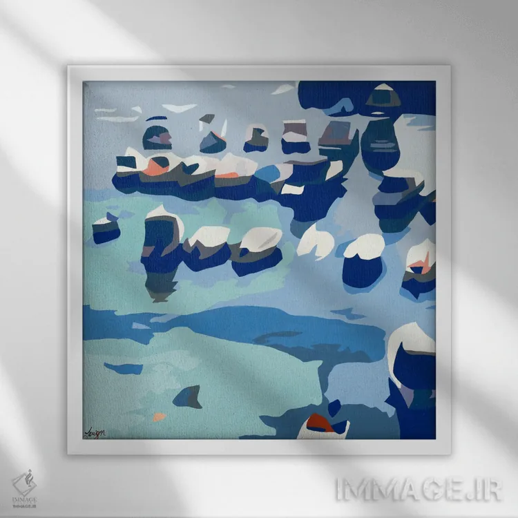 تابلو قایقها I اثر بث ان لاوسون - نمای قابدار سفید