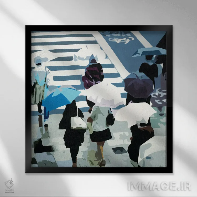 تابلو بارانهای آوریل اثر بث ان لاوسون - نمای قابدار مشکی