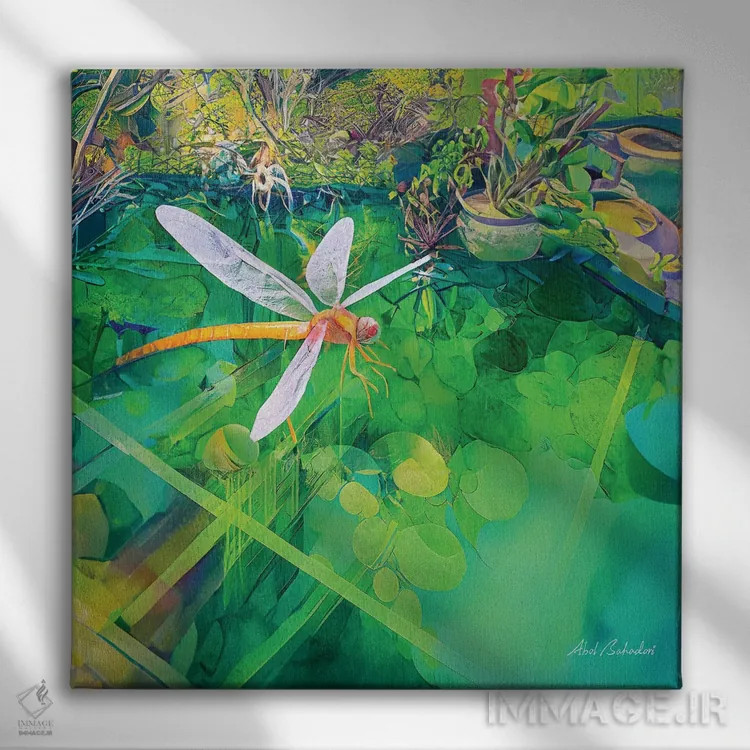 تابلو باغ وزوزکننده اثر ابوال بهادری - نمای روبهرو روی دیوار