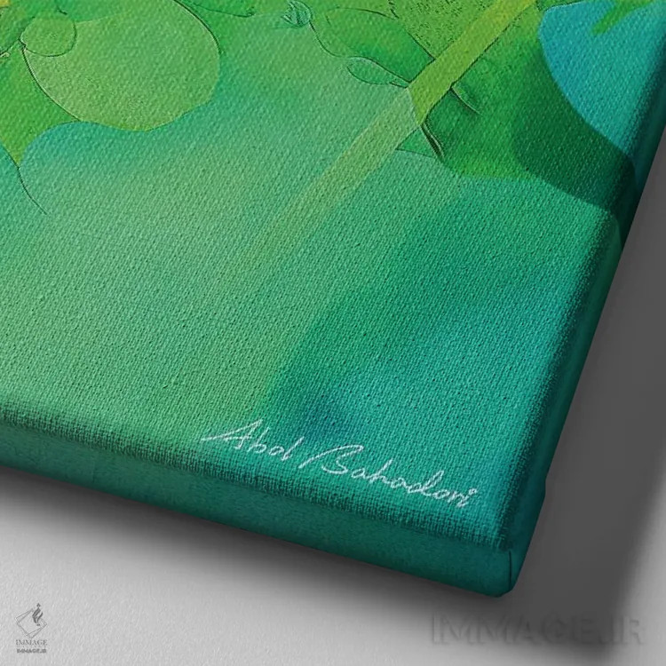 تابلو باغ وزوزکننده اثر ابوال بهادری - نمای نزدیک بافت بوم