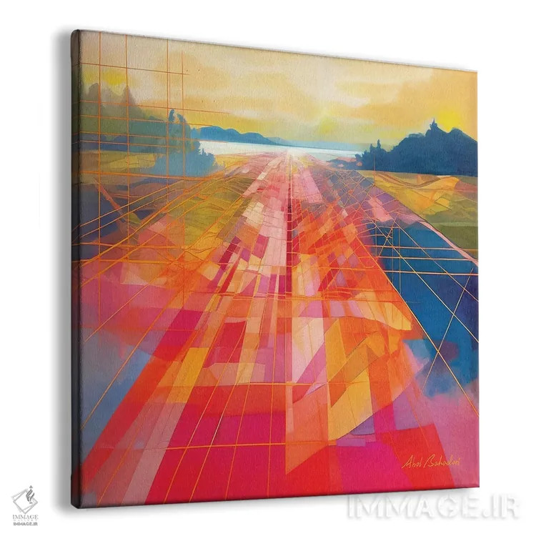 تابلو مزارع رنگی اثر ابوال بهادری - نمای پرسپکتیو محصول