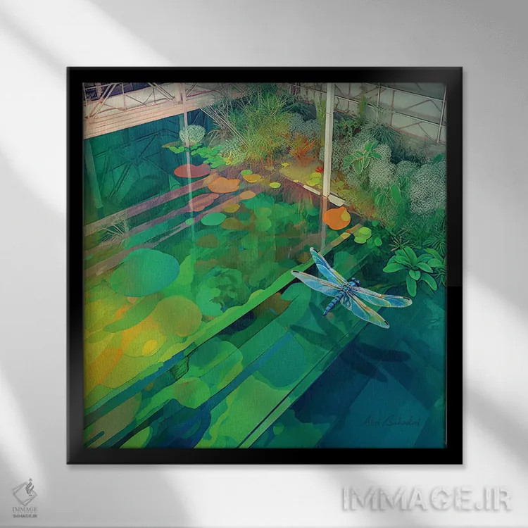 تابلو حوضچه معلق اثر ابوال بهادری - نمای قابدار مشکی