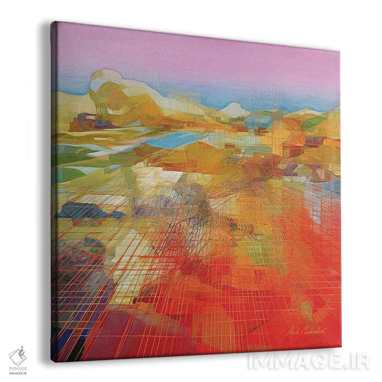 تابلو طلوع برداشت محصول اثر ابوال بهادری - نمای پرسپکتیو محصول