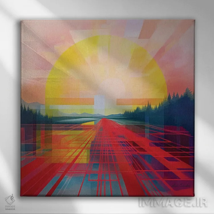 تابلو دریاچه مشبک اثر ابوال بهادری - نمای روبهرو روی دیوار