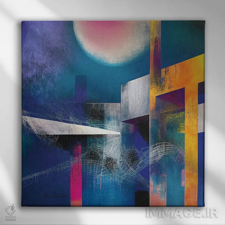 تابلو گردهمایی اثر ابوال بهادری - نمای روبهرو روی دیوار