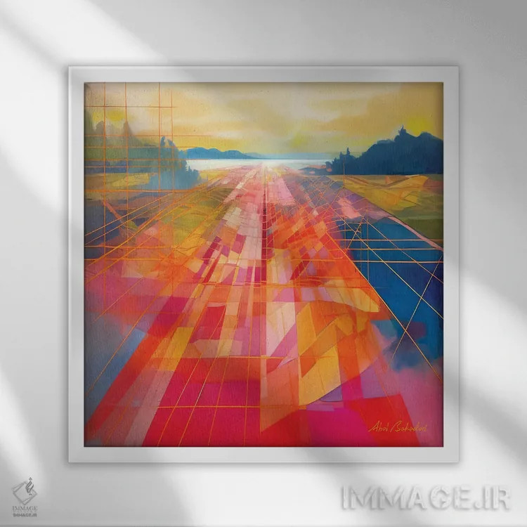 تابلو مزارع رنگی اثر ابوال بهادری - نمای قابدار سفید