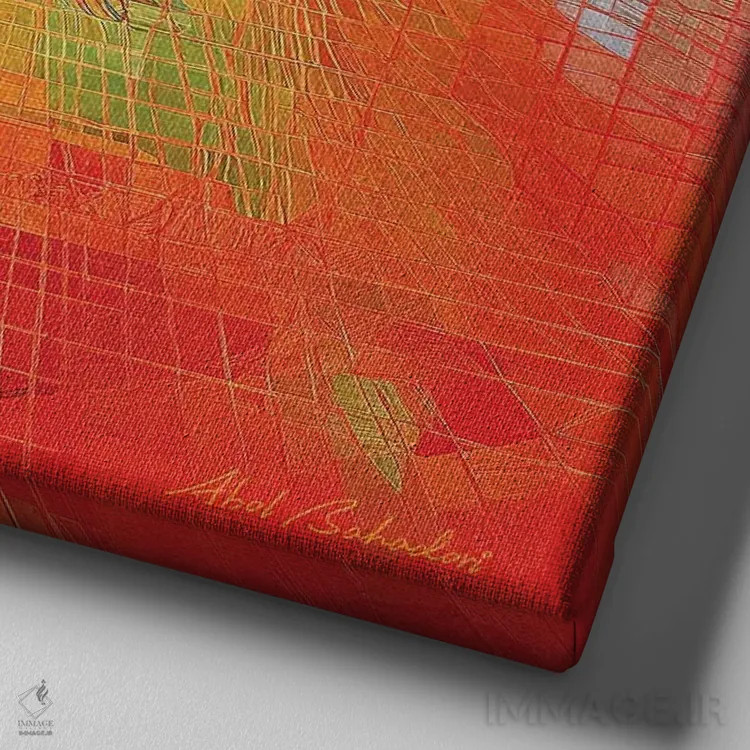 تابلو طلوع برداشت محصول اثر ابوال بهادری - نمای نزدیک بافت بوم