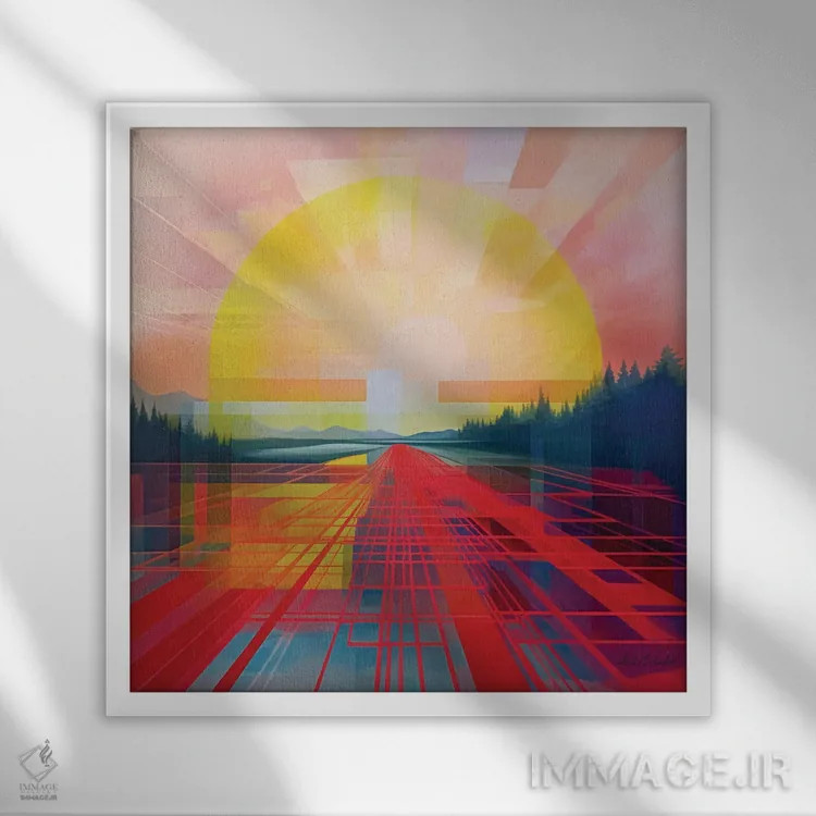 تابلو دریاچه مشبک اثر ابوال بهادری - نمای قابدار سفید