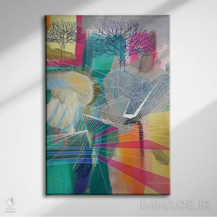 تابلو کوهنوردی اثر ابوال بهادری - نمای روبهرو روی دیوار