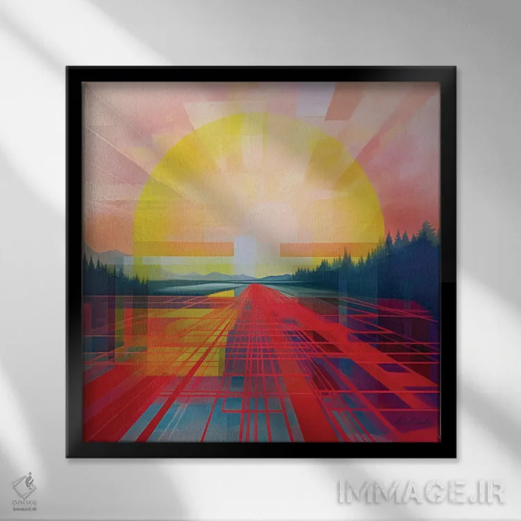 تابلو دریاچه مشبک اثر ابوال بهادری - نمای قابدار مشکی