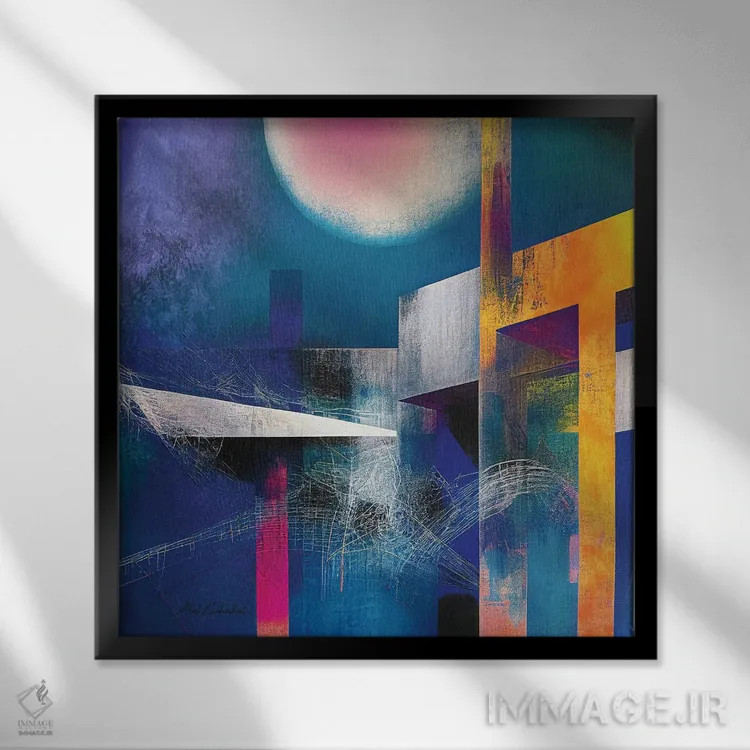 تابلو گردهمایی اثر ابوال بهادری - نمای قابدار مشکی