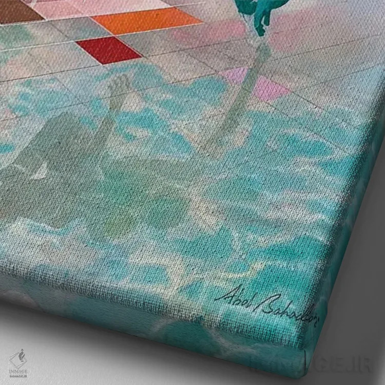 تابلو سقوطها اثر ابوال بهادری - نمای نزدیک بافت بوم