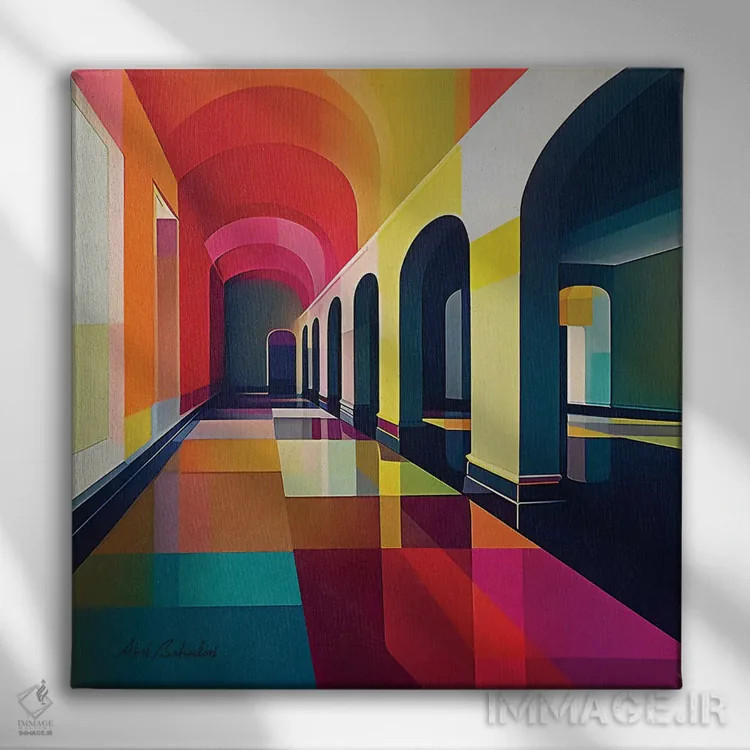 تابلو گذرگاه رنگی اثر ابوال بهادری - نمای روبهرو روی دیوار