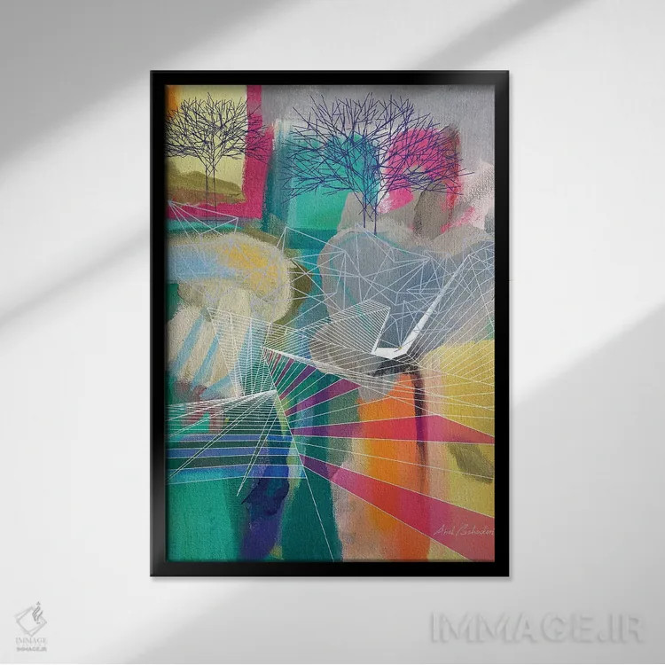 تابلو کوهنوردی اثر ابوال بهادری - نمای قابدار مشکی