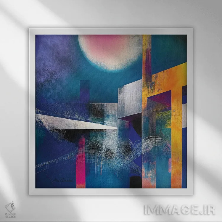 تابلو گردهمایی اثر ابوال بهادری - نمای قابدار سفید