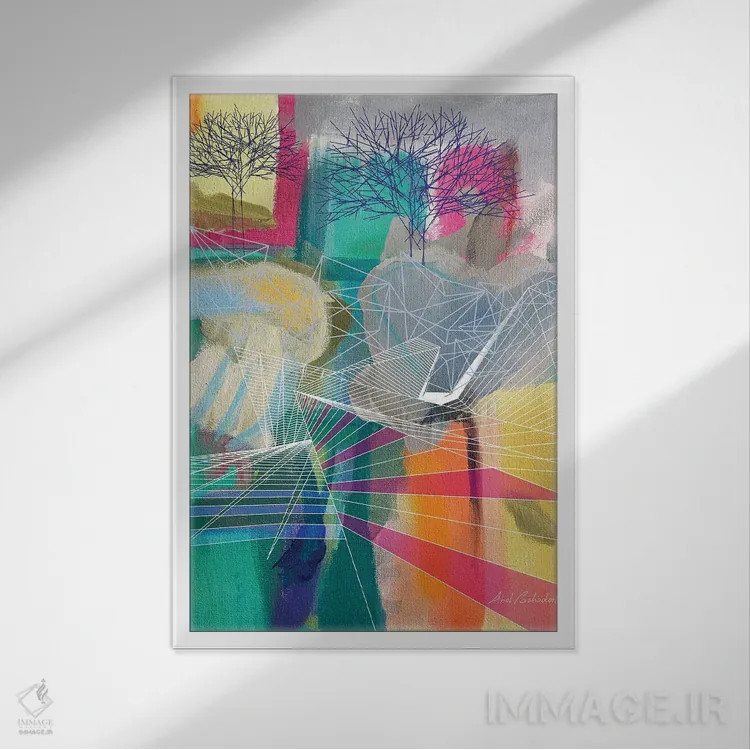 تابلو کوهنوردی اثر ابوال بهادری - نمای قابدار سفید