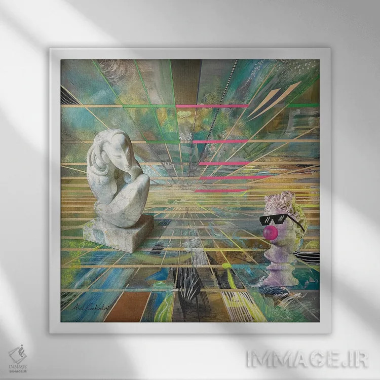 تابلو گرانش کوانتومی اثر ابوال بهادری - نمای قابدار سفید