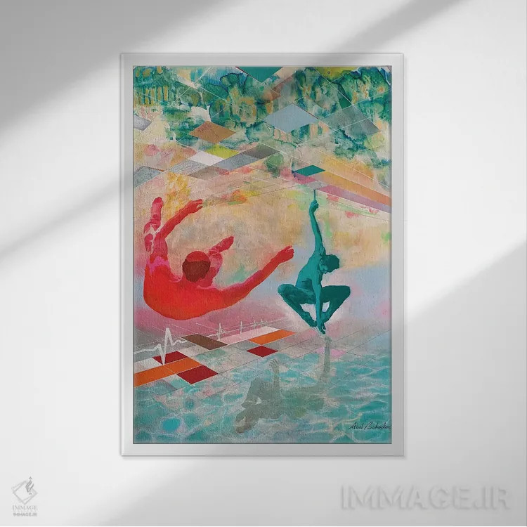 تابلو سقوطها اثر ابوال بهادری - نمای قابدار سفید