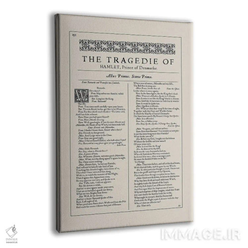 تابلو صفحه اولین نسخه هملت در بادام (جلد بادامی) اثر بیبلیوتوگرافی - نمای پرسپکتیو محصول