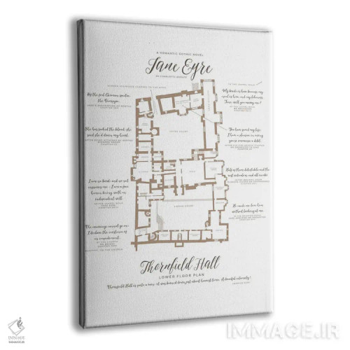 تابلو اینفوگرافیک جین ایر اثر شارلوت برونته اثر بیبلیوتوگرافی - نمای پرسپکتیو محصول