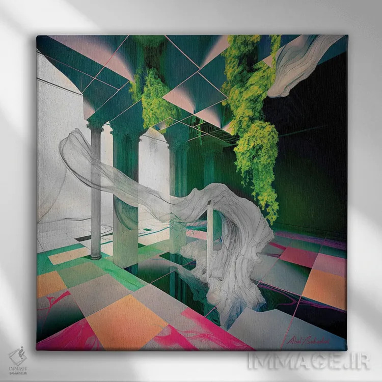 تابلو احیا اثر ابوال بهادری - نمای روبهرو روی دیوار