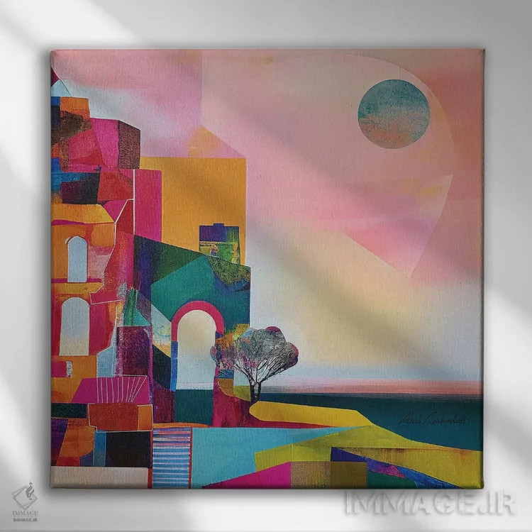 تابلو ساحل مهتابی اثر ابوال بهادری - نمای روبهرو روی دیوار