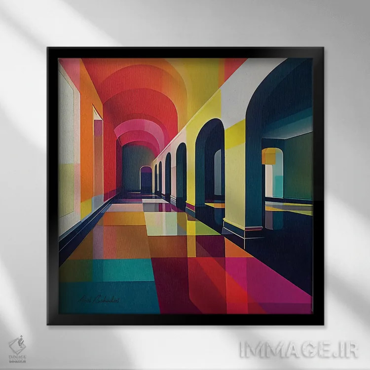 تابلو گذرگاه رنگی اثر ابوال بهادری - نمای قابدار مشکی