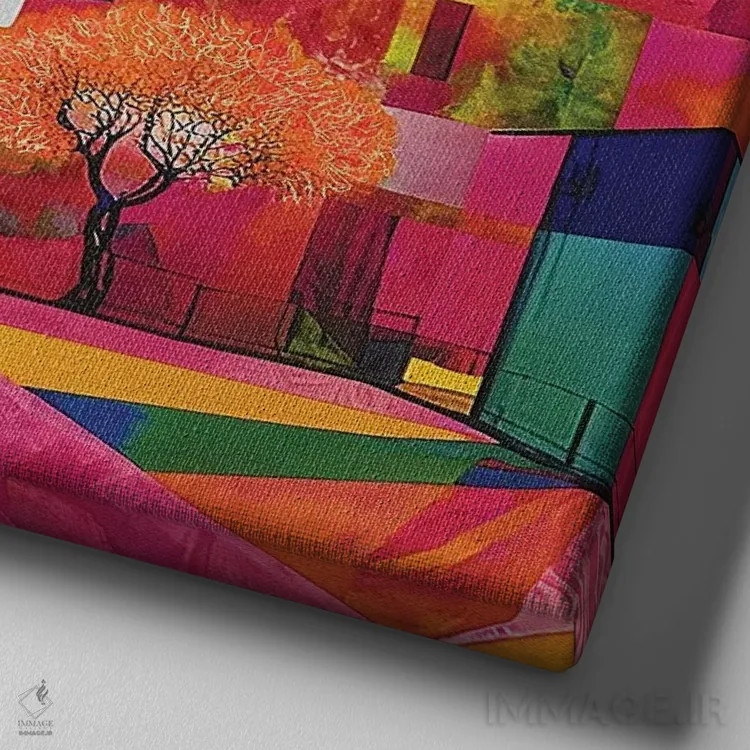 تابلو بهشت و زمین اثر ابوال بهادری - نمای نزدیک بافت بوم