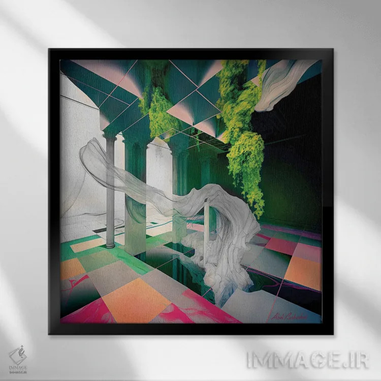 تابلو احیا اثر ابوال بهادری - نمای قابدار مشکی