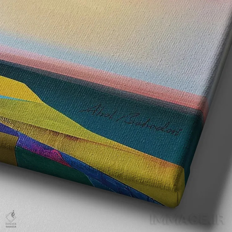 تابلو ساحل مهتابی اثر ابوال بهادری - نمای نزدیک بافت بوم