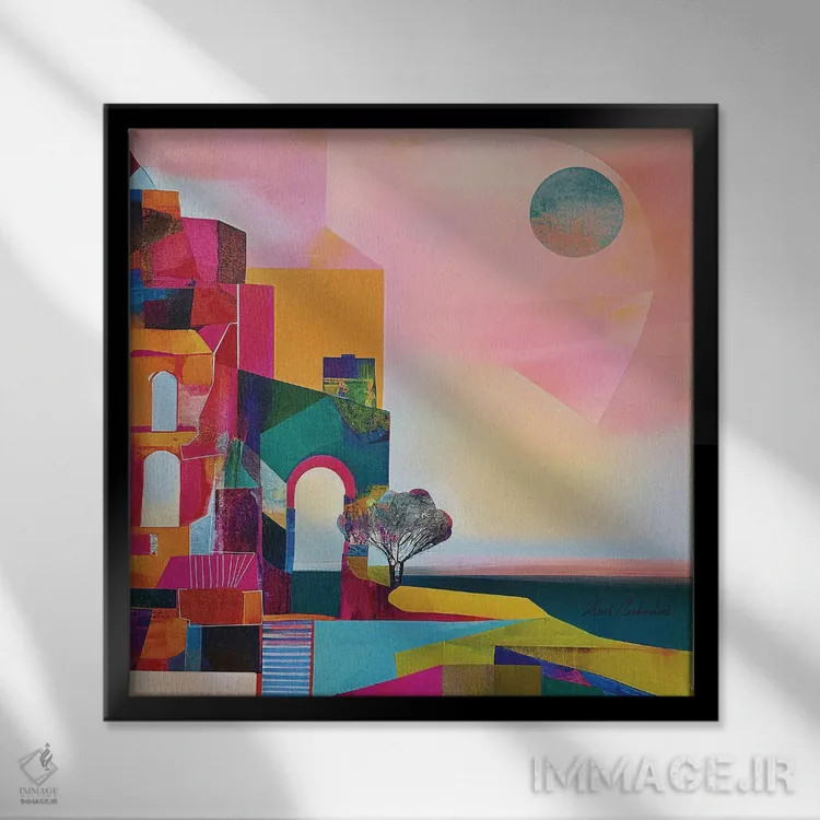 تابلو ساحل مهتابی اثر ابوال بهادری - نمای قابدار مشکی