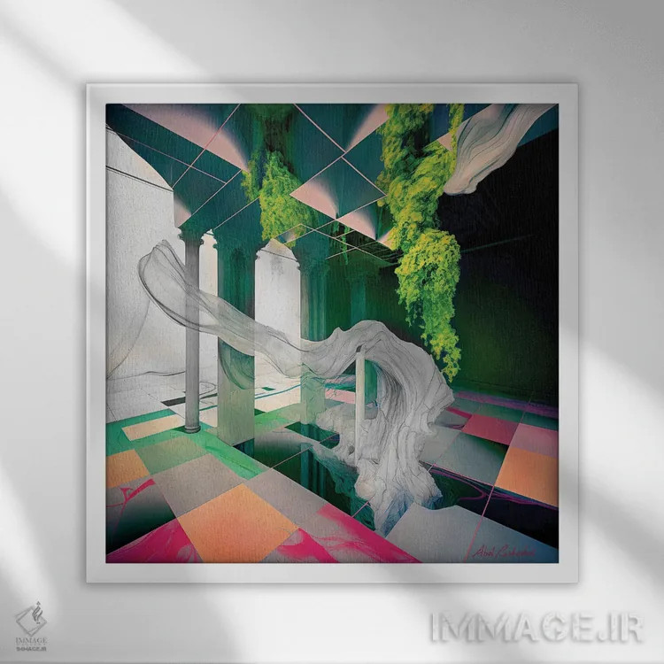 تابلو احیا اثر ابوال بهادری - نمای قابدار سفید