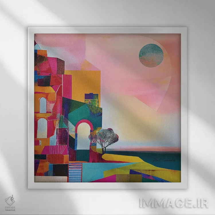 تابلو ساحل مهتابی اثر ابوال بهادری - نمای قابدار سفید