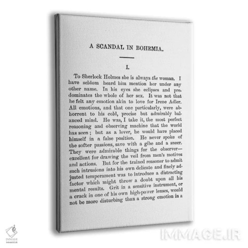 تابلو صفحه کتاب رسوایی در بوهمیا، شرلوک هولمز اثر بیبلیوتوگرافی - نمای پرسپکتیو محصول