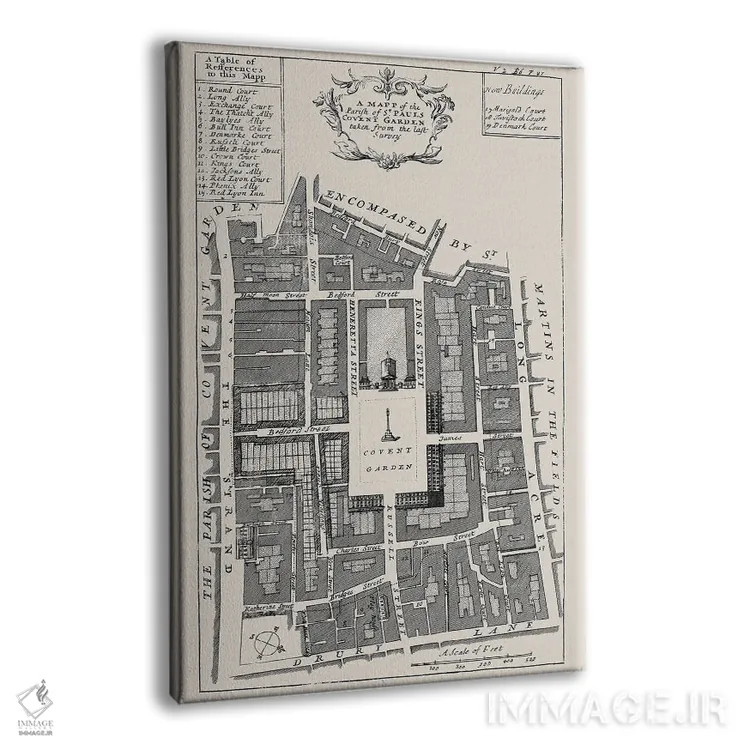 تابلو نقشه خیابان کاونت گاردن اثر بیبلیوتوگرافی - نمای پرسپکتیو محصول