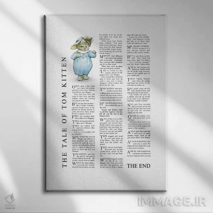 تابلو تام بچهگربه اثر بئاتریکس پاتر اثر بیبلیوتوگرافی - نمای روبهرو روی دیوار