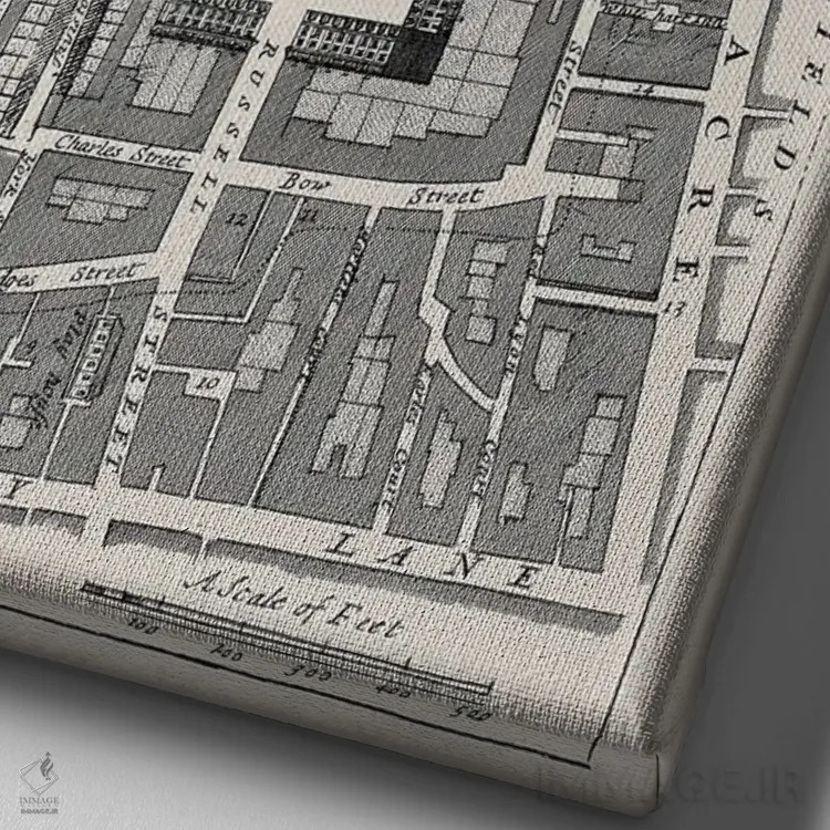 تابلو نقشه خیابان کاونت گاردن اثر بیبلیوتوگرافی - نمای نزدیک بافت بوم