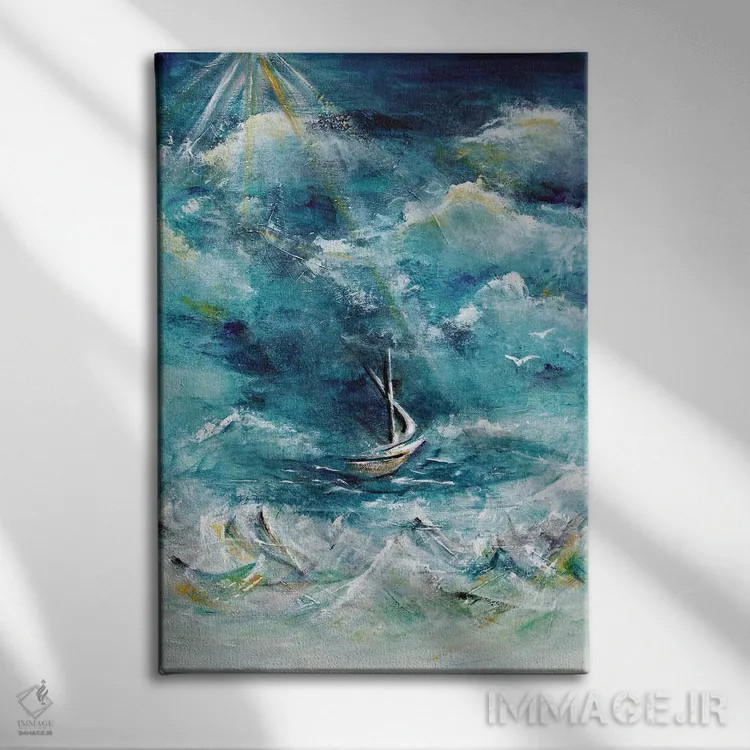 تابلو قایق در طوفان، عیسی آرامکنندهٔ دریا اثر آنجلا بیسون - نمای روبهرو روی دیوار