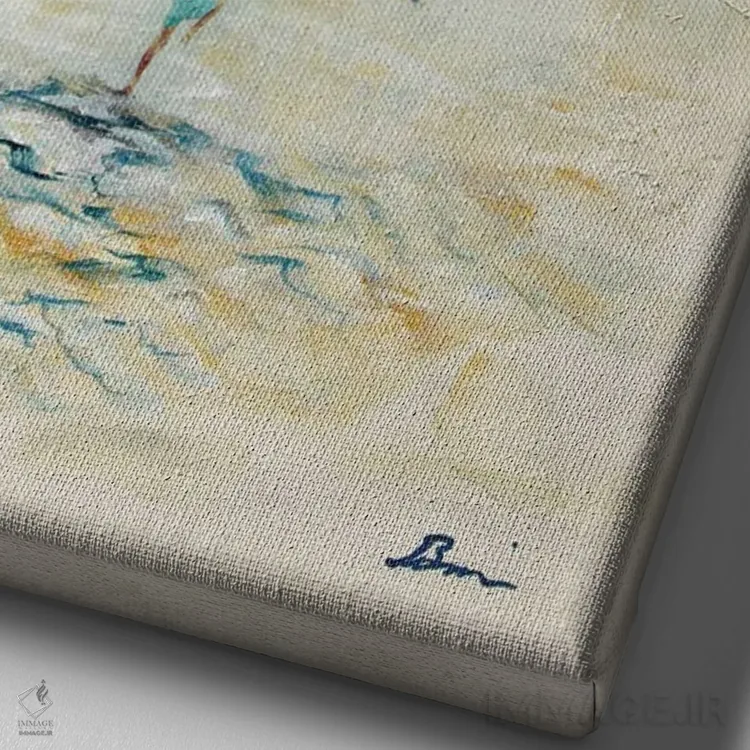 تابلو رویای میانهقرن II اثر آنجلا بیسون - نمای نزدیک بافت بوم