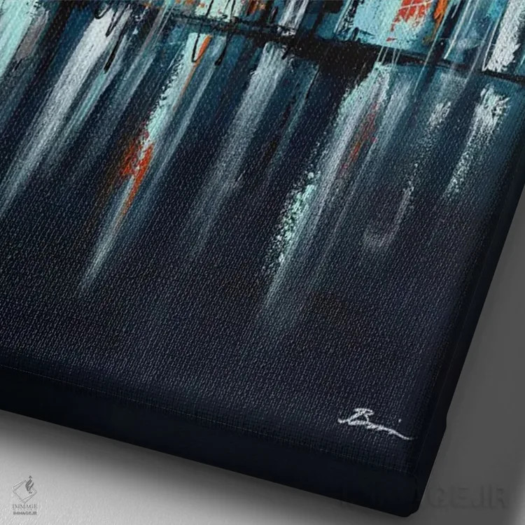 تابلو آپتاون ۳۲ اثر آنجلا بیسون - نمای نزدیک بافت بوم