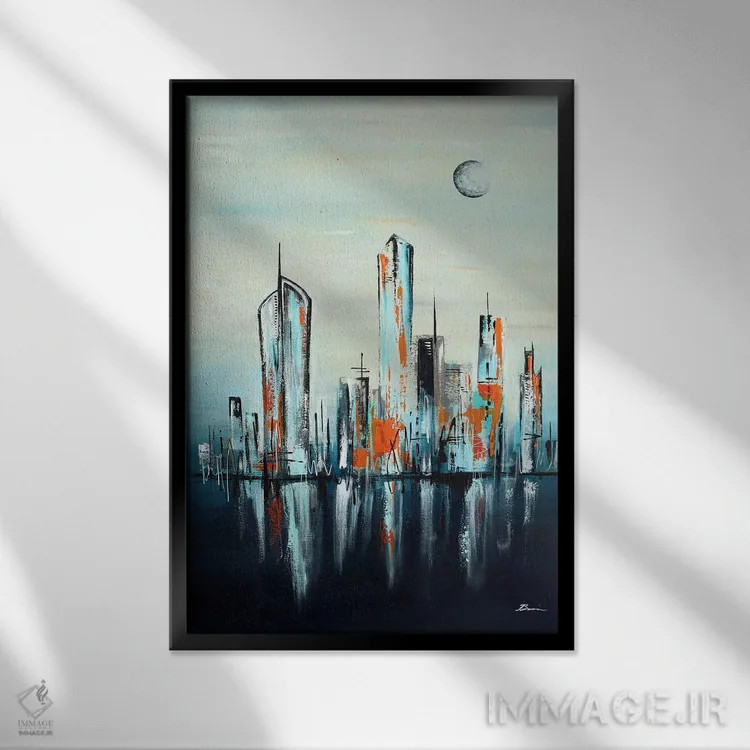 تابلو آپتاون ۳۲ اثر آنجلا بیسون - نمای قابدار مشکی