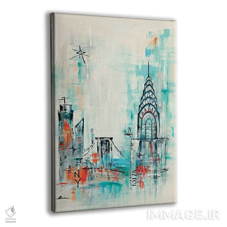 تابلو نقاشی انتزاعی شهر نیویورک اثر آنجلا بیسون - نمای پرسپکتیو محصول