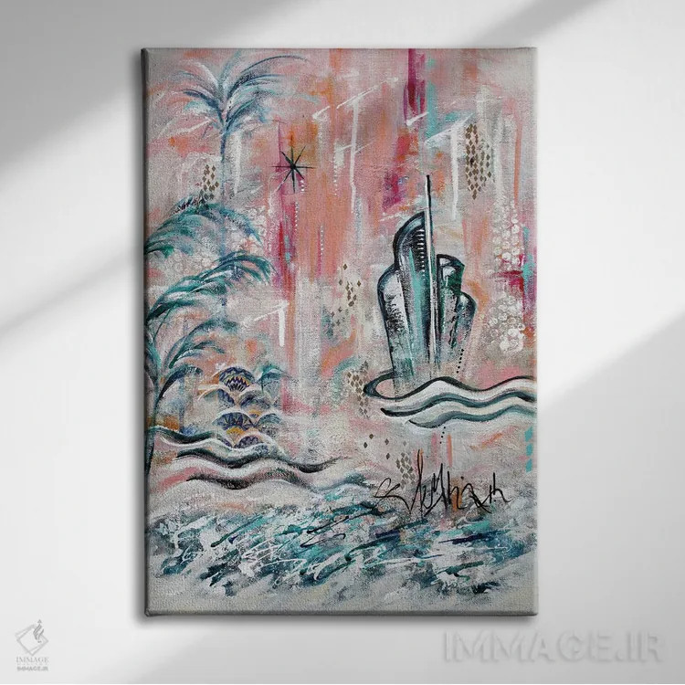 تابلو کوکومو X دکو هنری استوایی اثر آنجلا بیسون - نمای روبهرو روی دیوار