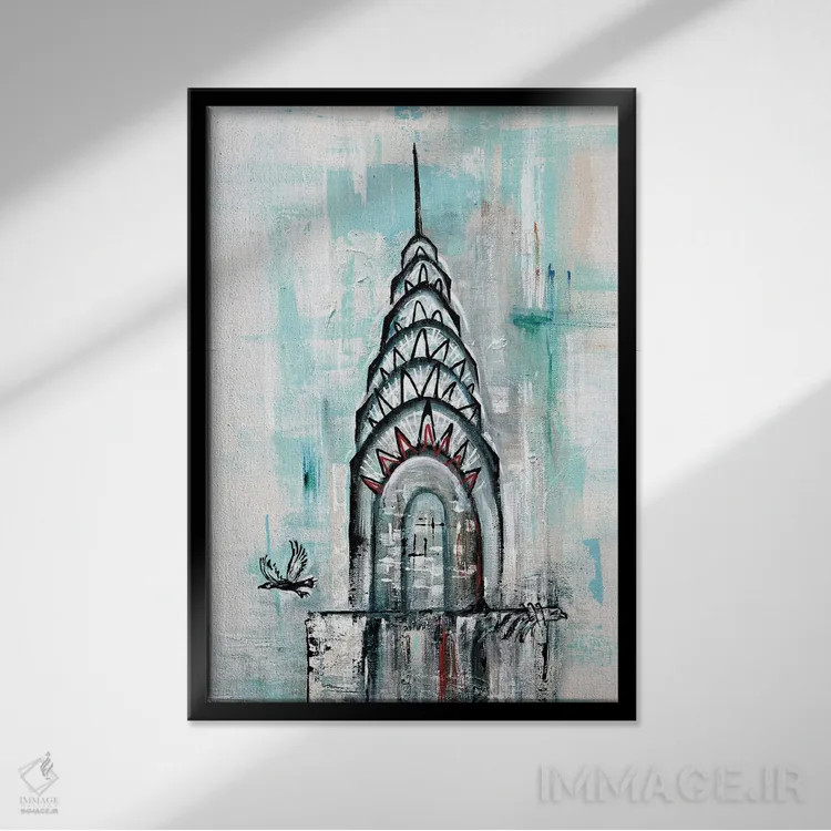 تابلو ساختمان کرایسلر (دکو هنری نیویورک) اثر آنجلا بیسون - نمای قابدار مشکی