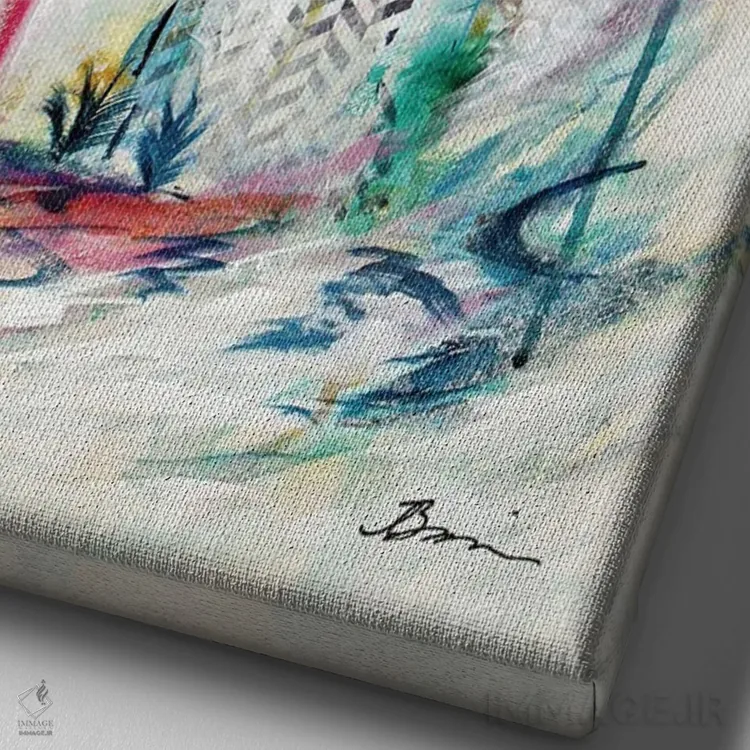 تابلو کوکومو میانهقرن IX اثر آنجلا بیسون - نمای نزدیک بافت بوم