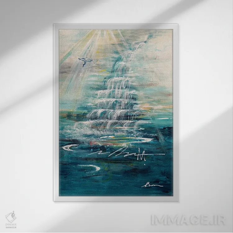 تابلو رودخانهٔ زندگی اثر آنجلا بیسون - نمای قابدار سفید