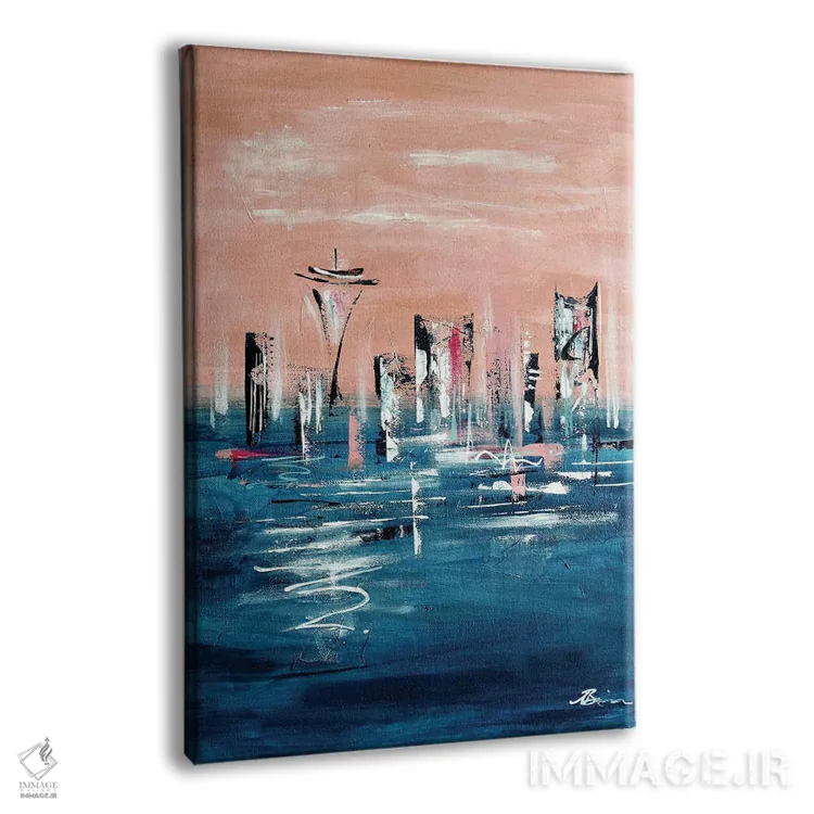 تابلو افق سیاتل میانهقرن رزگلد صورتی اثر آنجلا بیسون - نمای پرسپکتیو محصول